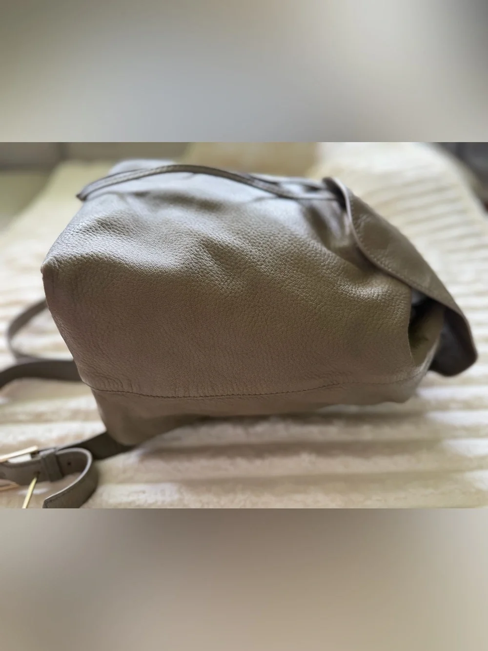 Tory Burch Pebbled Leather Backpack - Taupe Gray